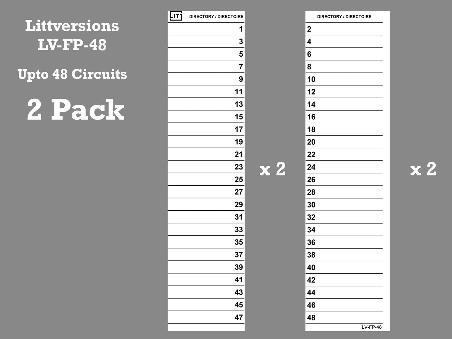 48 Circuits 2 Pack Replacement for Federal Pioneer Stab-Lok Electrical Circuit Breaker Fuse Panel Directory Labels Stickers Decals