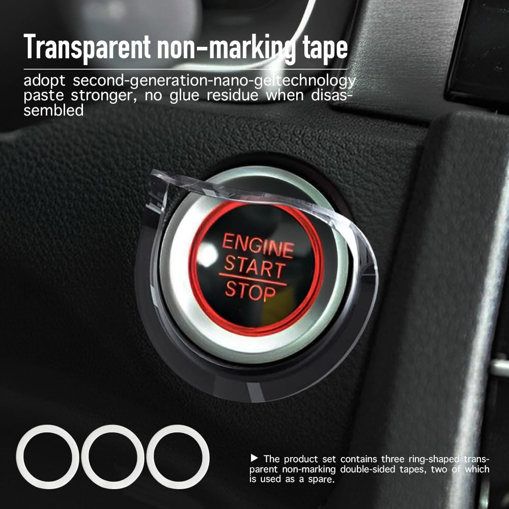 𝙊𝙧𝙞𝙜𝙞𝙣𝙖𝙡 | Push Start Button Cover, Metal Mecha Car Engine Start Stop Button Cover Protector, Cool Car Accessories Interior Decor Sticker Decals Motorcycle Key Ignition Switch Cover, Red B-Mecha-Red