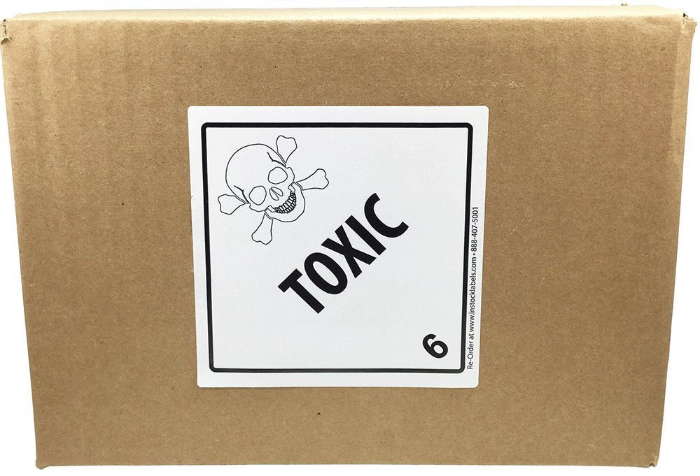 Hazard Class 6 D.O.T. Toxic Labels 4x4 Inch Square 500 Adhesive Labels