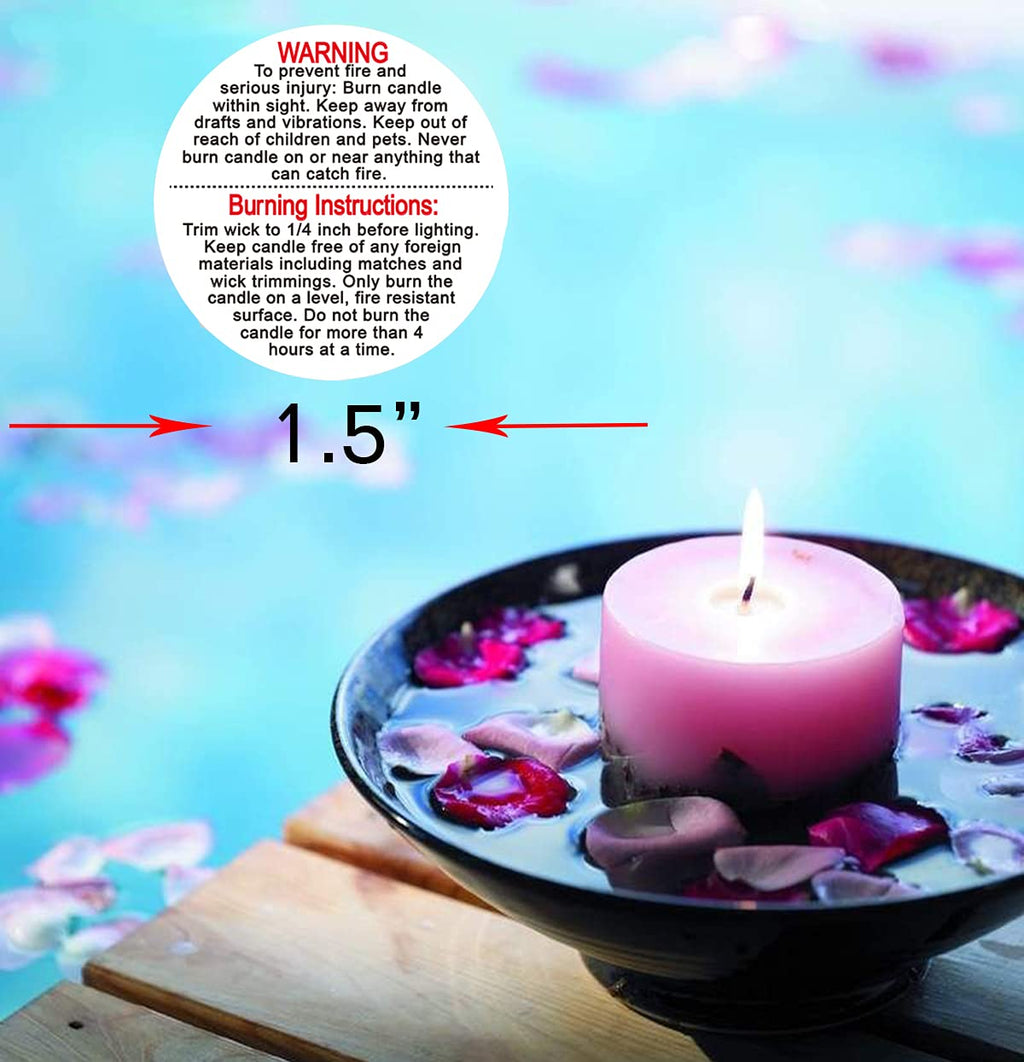 Waterproof candle warning labels on a roll for soy wax candle jars, made by Pop Resin, includes 500 safety sticker decals.