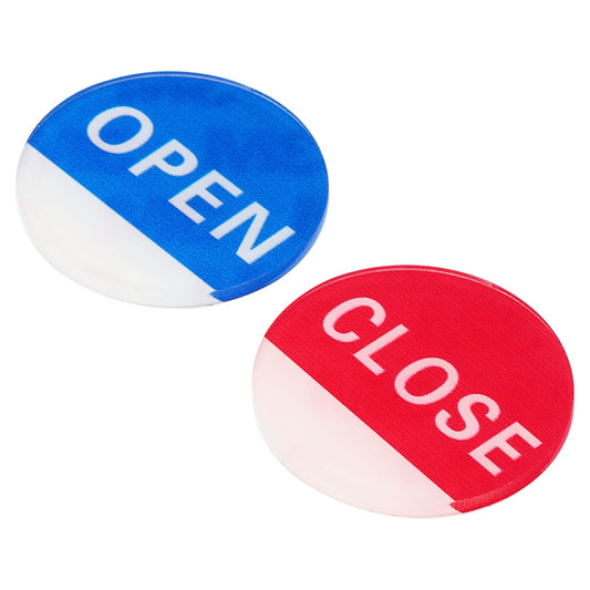 PATIKIL Open/Close Sticker, 3 Pairs/6 Pack Acrylic Self Stick Round Business Door Label Signs for Office Store, Blue/Red 6