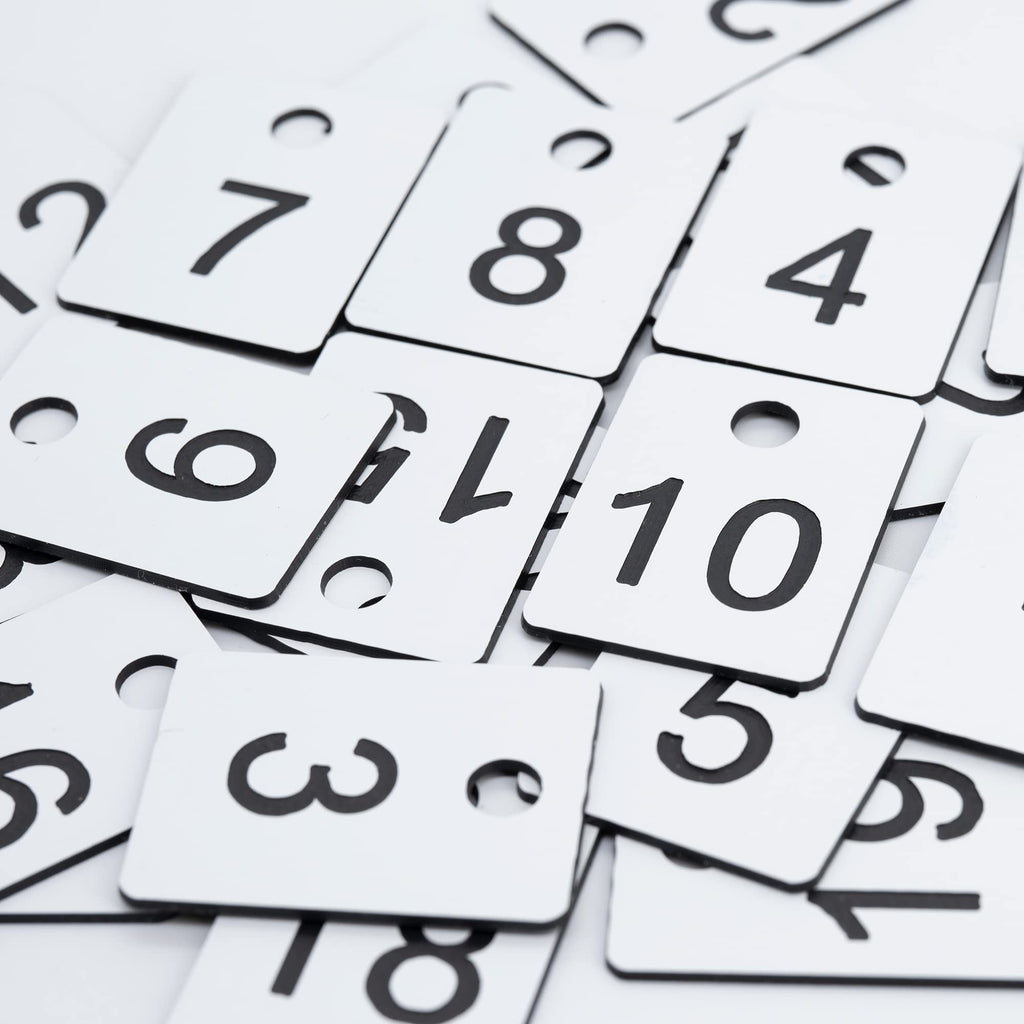 Plastic Numbered Tags Rectangle Key Number Tags Number Disc with Hole (1-100, White) 1-100