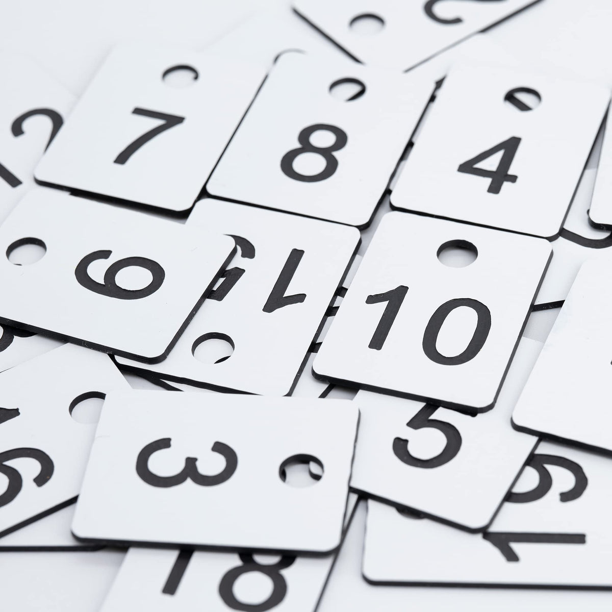 Plastic Numbered Tags Rectangle Key Number Tags Number Disc with Hole (1-100, White) 1-100