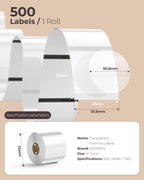2 Inch Thermal Labels Round+2 Inch Transparent Circle Self-Adhesive Waterproof Thermal Label