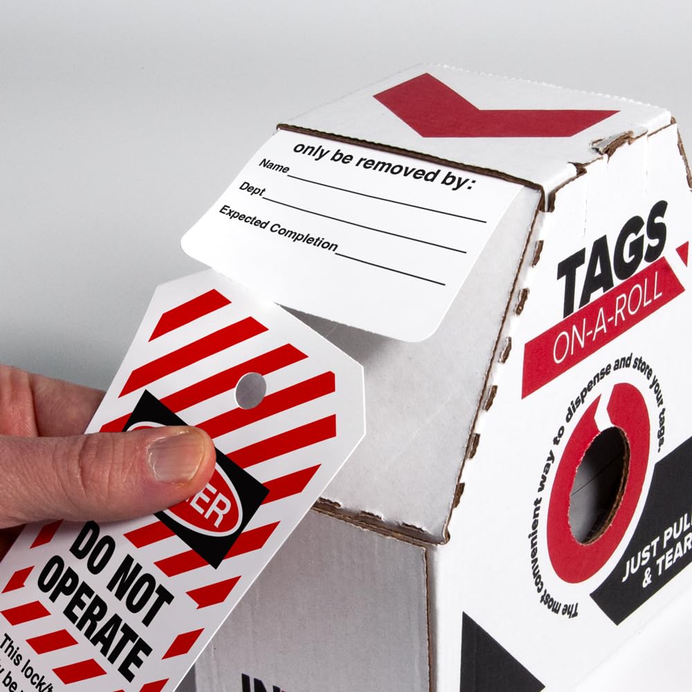 INCOM Manufacturing Lockout Tags-on-a-Roll, 6.25 Inch X 3 Inch X 10 Mil, Danger Do Not Operate, All-Weather DuraPly™ Stock, Waterproof and Tear-Resistant, Red/Black on White, 100 Pack, RT6025C