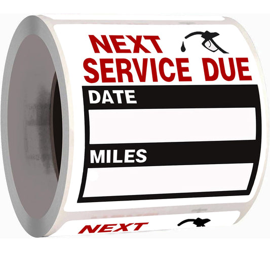 Oil Change Stickers，Service Reminder Labels, Auto Maintenance Service Due Reminder Stickers Labels，2 x 2 Inch, 1 Roll (Black) 100 Pieces