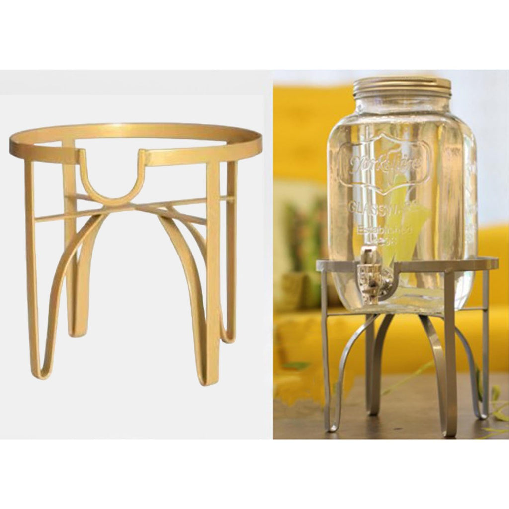 Drink Dispenser Stand for 5L Round Glass Jars, Iron Metal Beverage Jar Holder Rack for Countertop Parties and Events