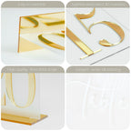 HOODO Frosted Arch Acrylic Wedding Table Numbers 1-10 with Stands, 5"x7" Arched Acrylic Signs with 3D Gold Numbers, Frosted 3D Table Numbers for Wedding Reception Frosted and Gold Font Number 1-10, 5"x7"