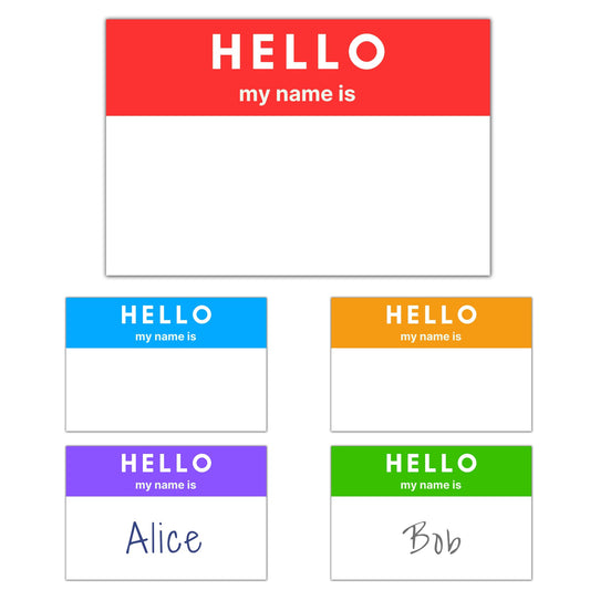 500 Pack - Hello My Name is Stickers, Name Tags Stickers Labels - 3" x 2", 5 Colors 500 Pieces