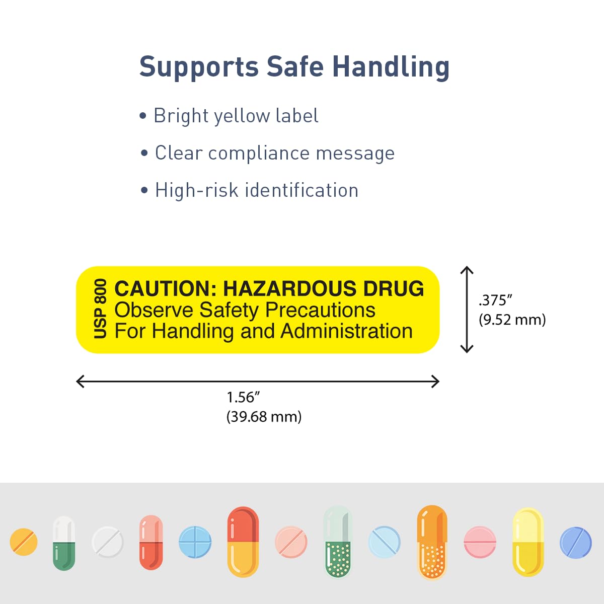 Apothecary Products Labels USP 800 Caution Hazardous Drugs Warning Labels Yellow (Caution: Hazardous Drugs)