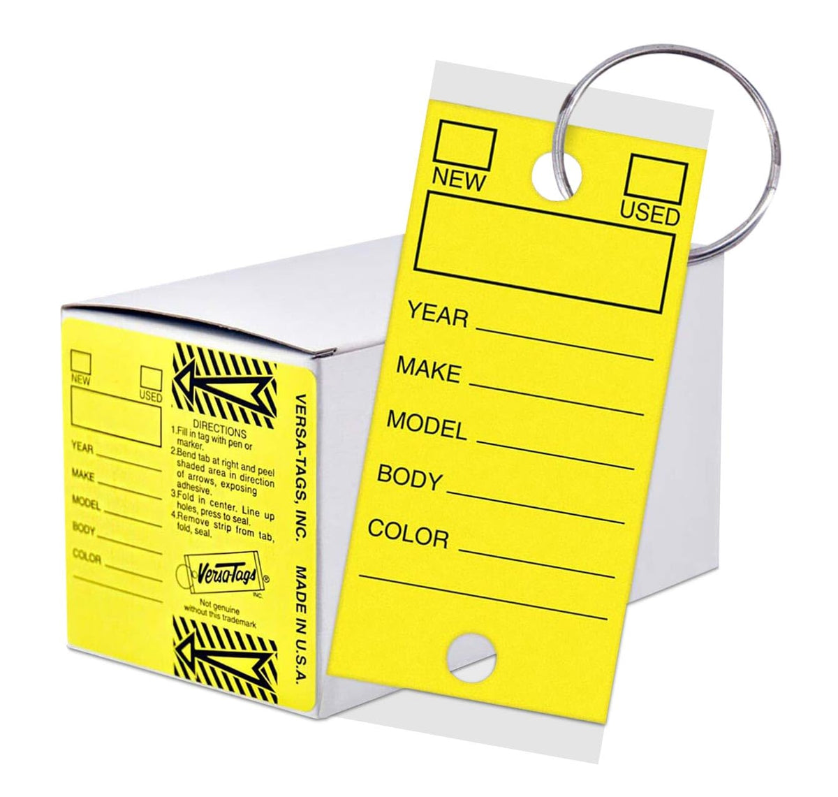 Self Laminating Self Protecting Versa Tags Key Tags with Rings (250 per Box) (Yellow)