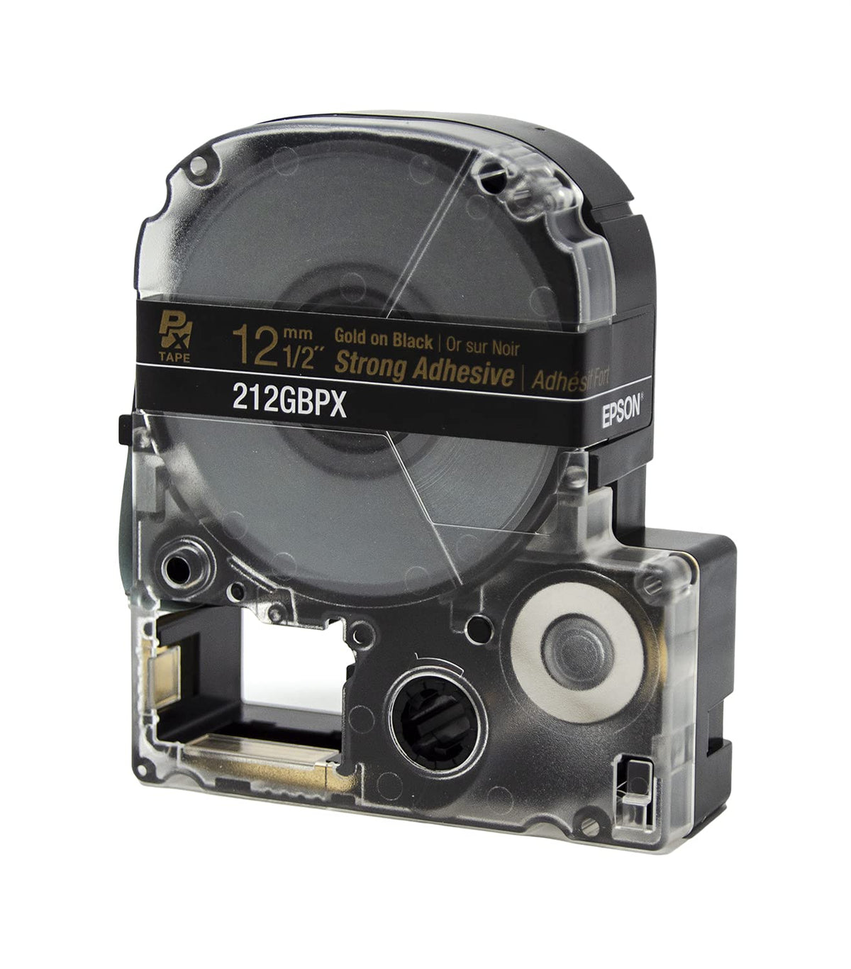 Epson LABELWORKS 212GBPX Label Tape - Gold on Black - 1/2" (12mm), 30ft 12mm