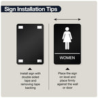 Womens Restroom Sign, ADA Compliant Braill Sign with Double Sided 3M Tape Women Pack of 4