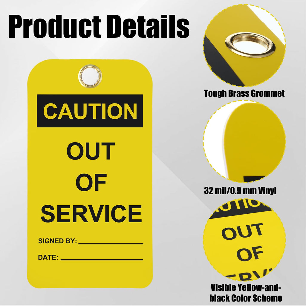 30 Pcs Caution Out of Service Tags with Cable Ties 30