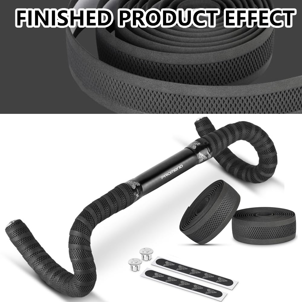 Bike Handlebar Tape EVA, Bicycle Bar Tape with Adhesive Backs, Comes with Pair of Bar End Plugs 2 Rolls per Set