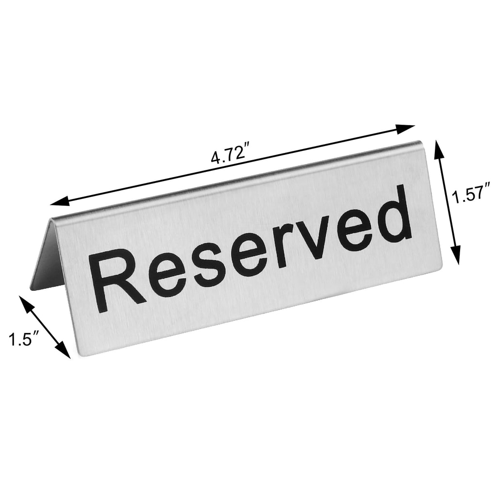 New Star Foodservice Stainless Steel Reserved Table Tent Sign, Silver, 4.75" x 1.75" (Set of 2) (Pack of 2) 4.75” x 1.75” (Set of 2) (Pack of 2)