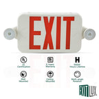 1 Pack Red &Green LED Exit Sign with Emergency Lights-Two LED Adjustable Head Emergency Exit Light-UL Listed- Emergency Exit Light Combo with Backup Battery-120/277VAC. 1 Pack