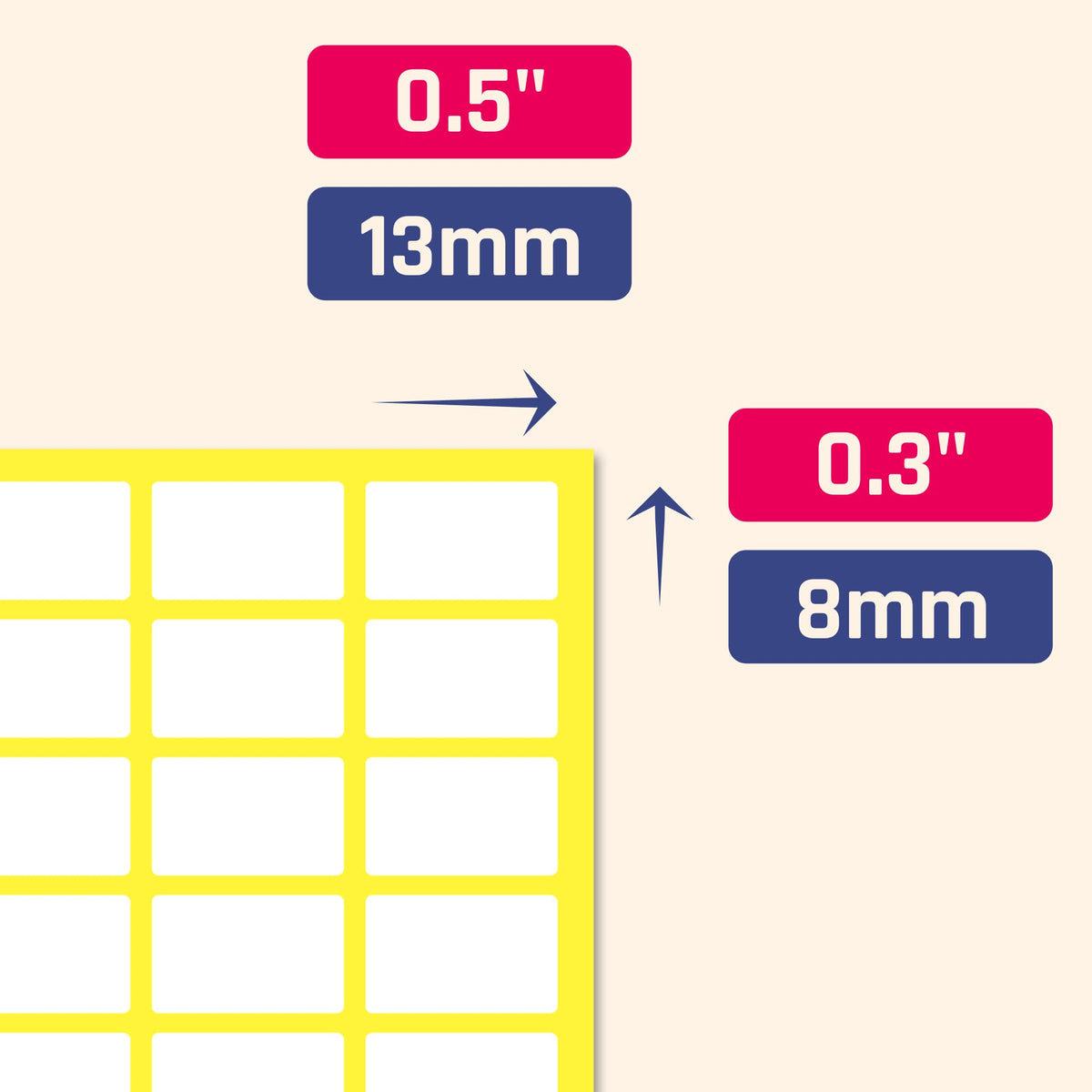 Small matte white all-purpose labels from TownStix, 0.5x0.3 inches, 2000-pack, ideal for organizing and labeling.