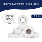 Perco 2 Line Freezer Adhesive Labels - 6,000 Blank Price and Date Gun Labels for Perco 2 Line Price and Date Guns - 8 Rolls, 1 Sleeve - Made in USA