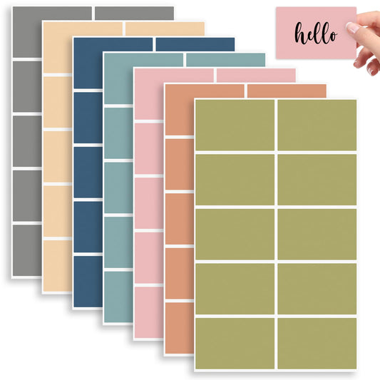 Whaline 560Pcs Boho Coding Labels 3 x 2 Inch Assorted 7 Colors Removable Rectangle Name Tag Stickers Self-Adhesive Writable Decals for Classroom Family Office Labeling Making