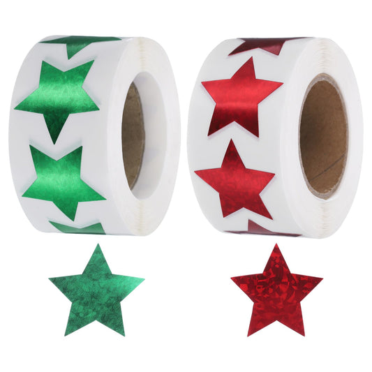 uxcell 1000Pcs Glitters Star-Shaped Stickers 1 Inch Coding Label Waterproof Shiny Stickers for Office Shop Home Classroom Marking, Red/Green(C-86-25/C-84-25) Red, Green