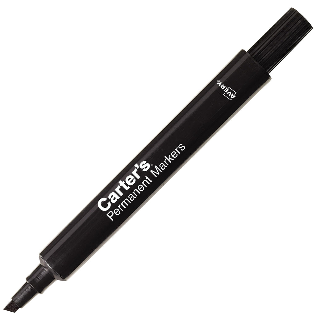 Carter's Permanent Markers, Chisel Tip, Large Desk-Style Size, 12 Black Markers (27178)