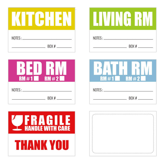 Moving Labels for Boxes 240 PSC Color Coded Labels, Packing Labels for Home Moving. Color Classification is Clear with Writable Notes Areas. Easy to Remove and Leave no Residue