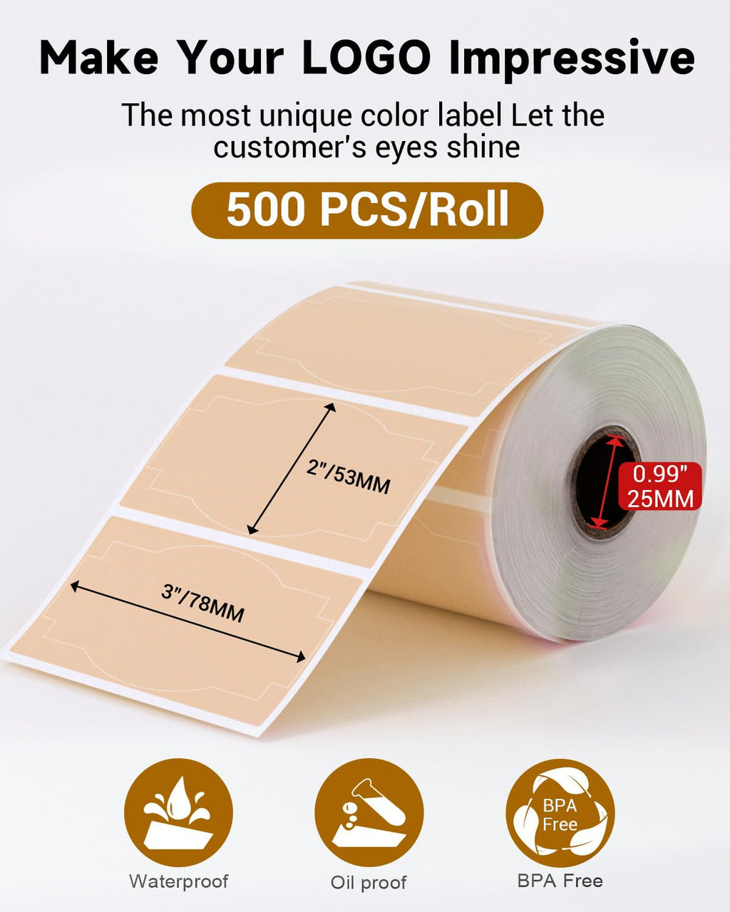 Phomemo 4x6 Thermal Label Printer Paper with Brown Creativity Thermal Labels for Shipping Label Printer