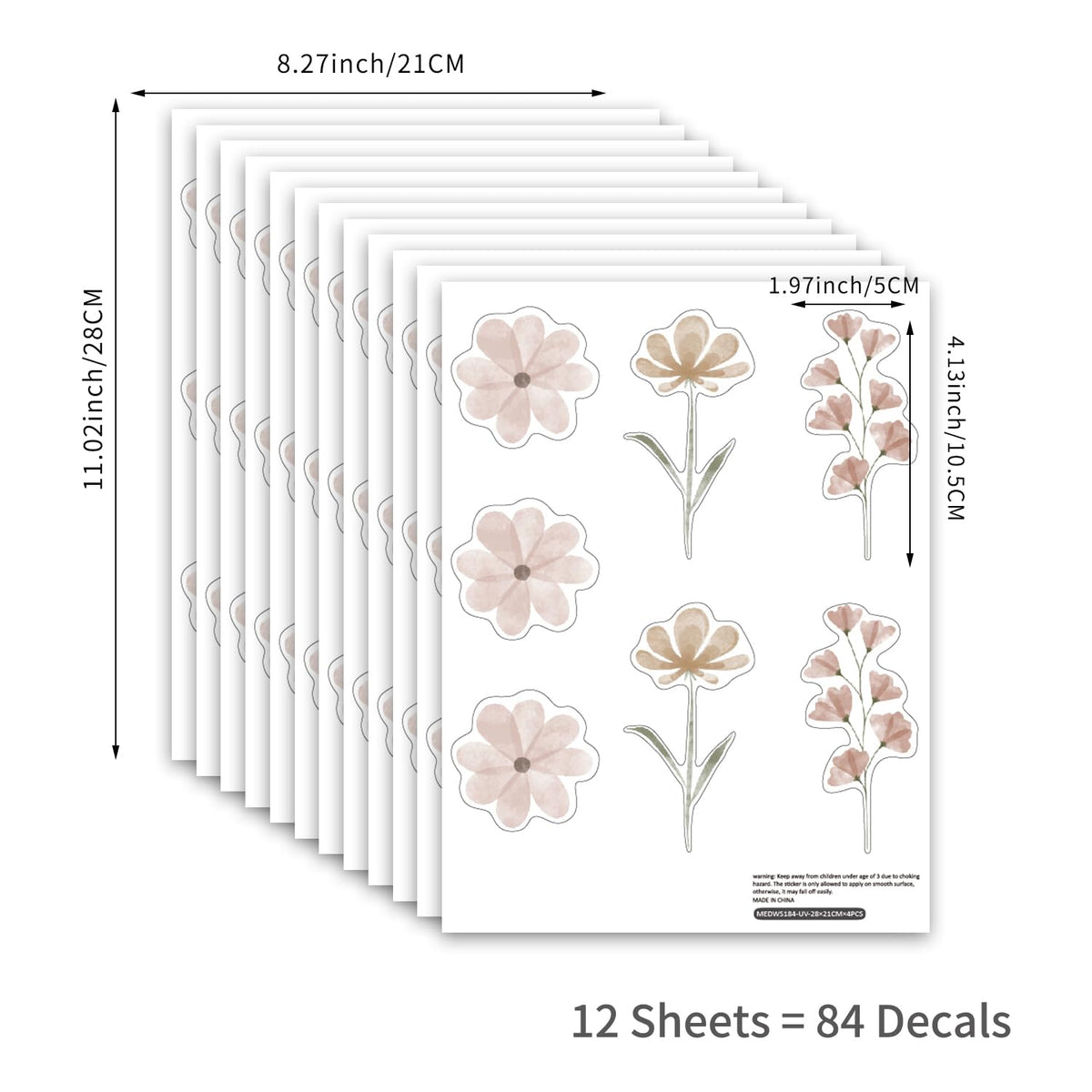YouRfocus Boho Daisy Flower Wall Decals for Girls Room, Peel and Stick Boho Daisy-pink B 12 Sheets