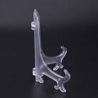 10pcs Clear Plastic Plate Holders, Foldable Adjustable Display Stand for Plates Picture Frames Dinnerware, with Support Stable Hook (17.5cm) 17.5cm