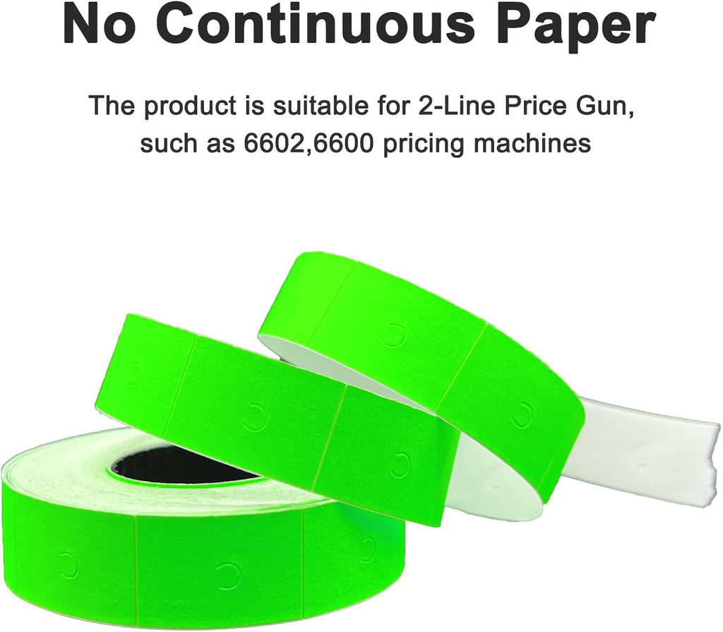20,000Pcs 2Line Refill Price Marking Label Stickers for MX6600,MX6602,YH689 Green 2-LINE