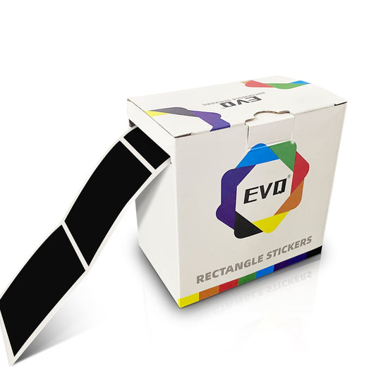 Black Rectangle Sticker Labels 3×2 Inch Vinyl Stickers Color Coding Name Tags Roll Removable Waterproof 300 per Dispenser Box Black