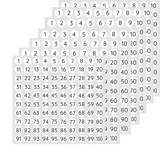 Consecutive Number Vinyl Stickers 1 to 100, Labels-0.4 inch Small Round Labels Self Adhesive for Inventory,Storage,Organizing,Boxes,Toolbox,Lockers, Math Games and More 25 Sheets, White 0.4''