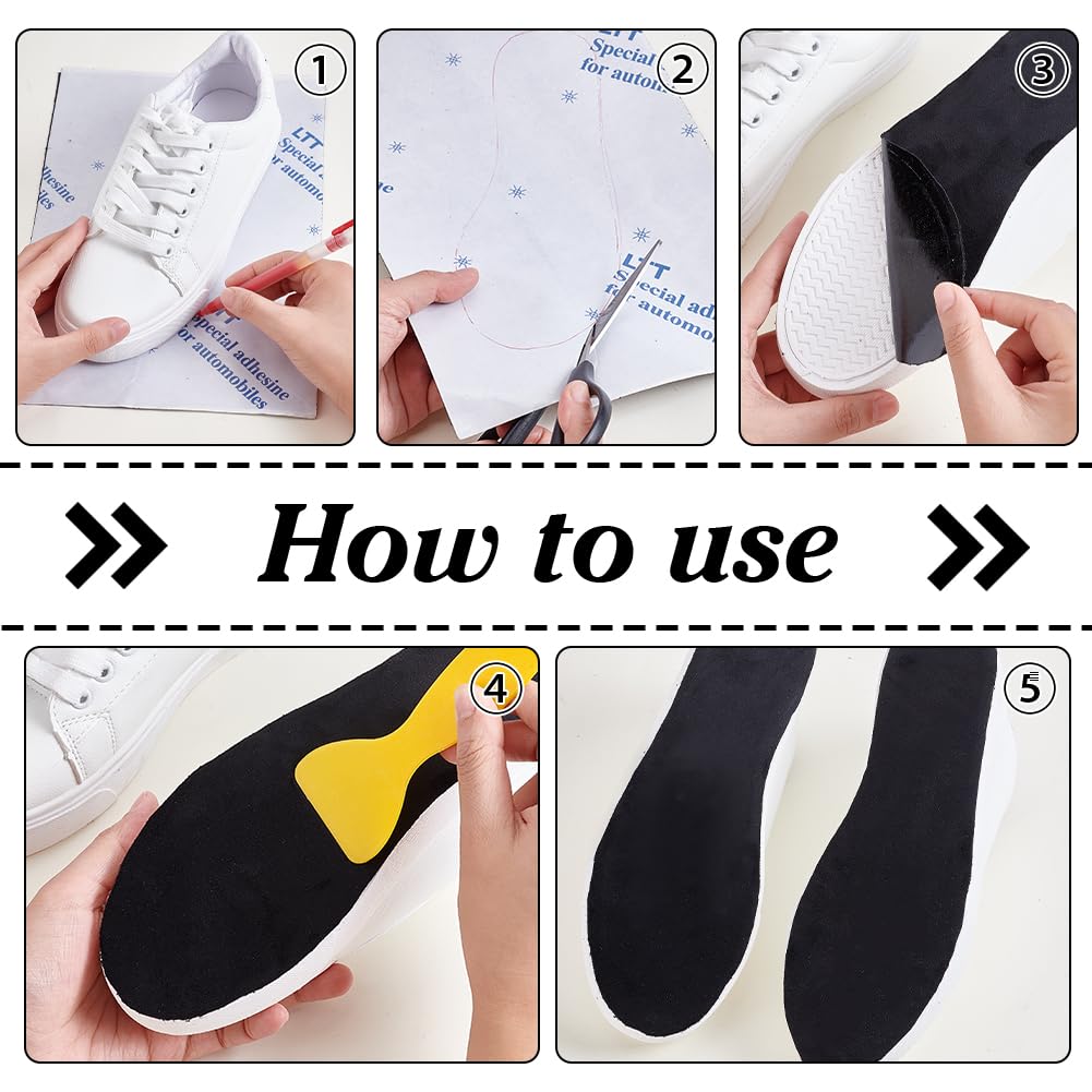 PH PandaHall 5 Pieces Self Adhesive Suede Sticky Sheets 7.8"x11.8" Stick-on Friction-reducing Dance Soles Backing Non Slip Sole Protector for Dance Shoes, High Heeled Shoes