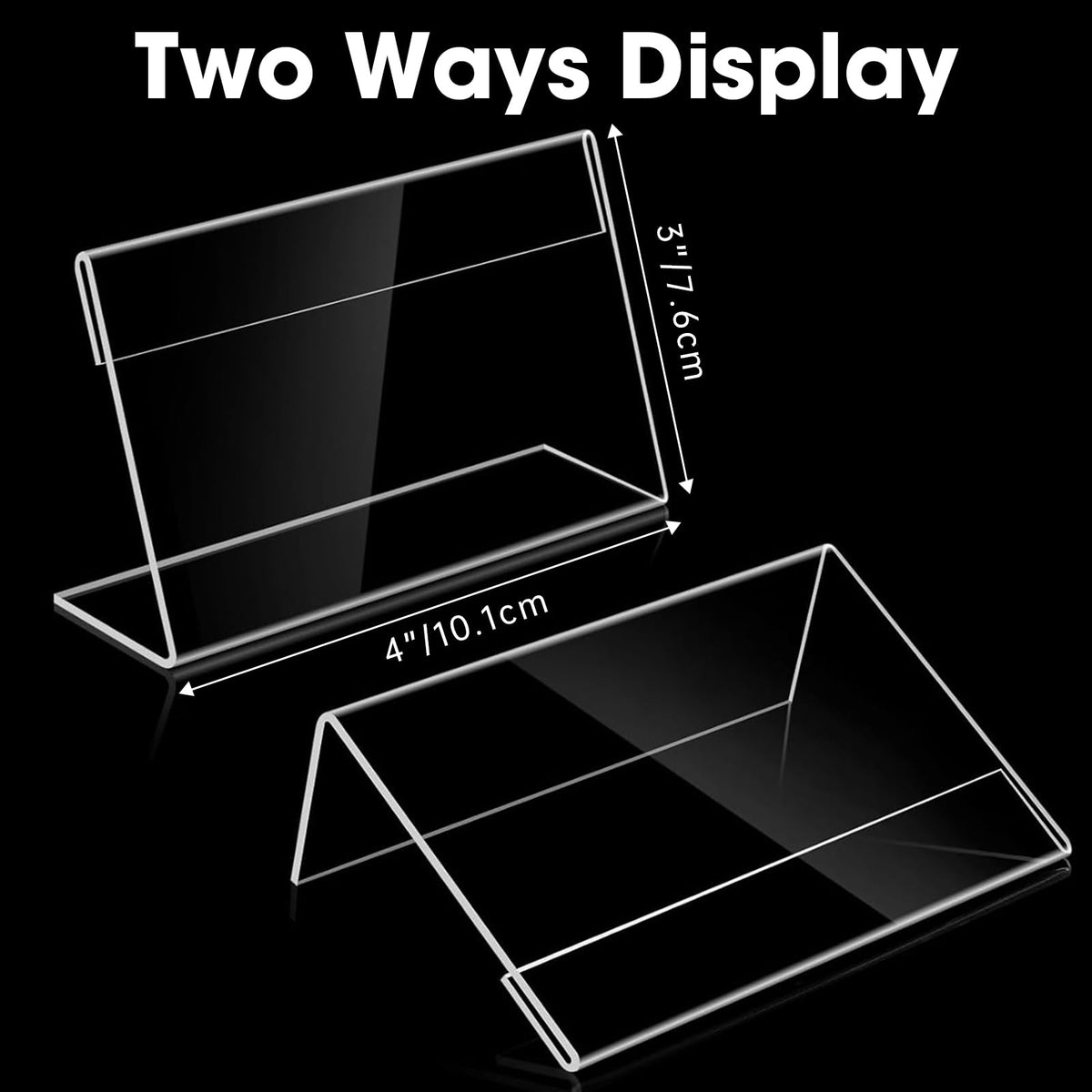 20 PCS Small Acrylic Sign Holder 4x3 inch, Small Acrylic Food Sign Labels for Party Buffet, Retail Price Display Holder, Clear Plastic Table Counter Top Stand for Name Card, Bakery, Wedding, Event Decor 20PCS 4" X 3"(10.1X7.6)