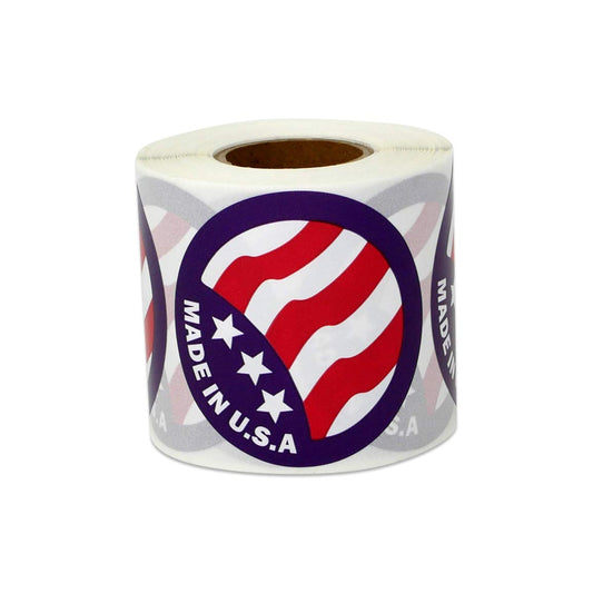 Made in USA Stickers - Patriotic Production Sticker for Products, Manufacturing, Wholesale, Sales, Craft, American Made - 300 Count Circle Dot Labels - 2 Inch Stickers