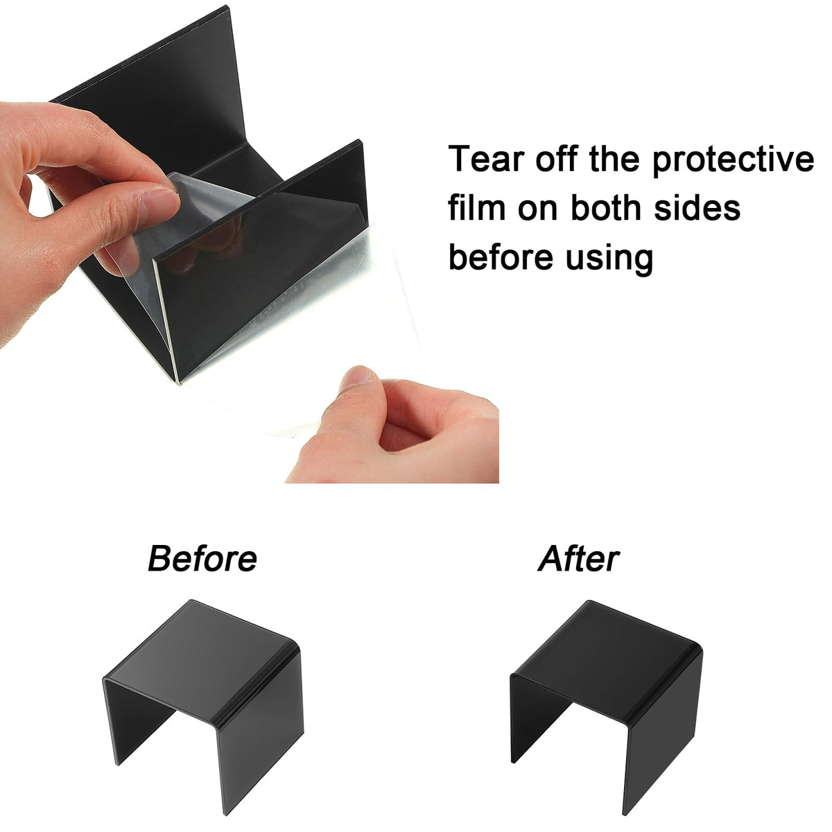 Chuangdi 20 Pcs Acrylic Display Risers, Black Plastic Product Stand Large Set