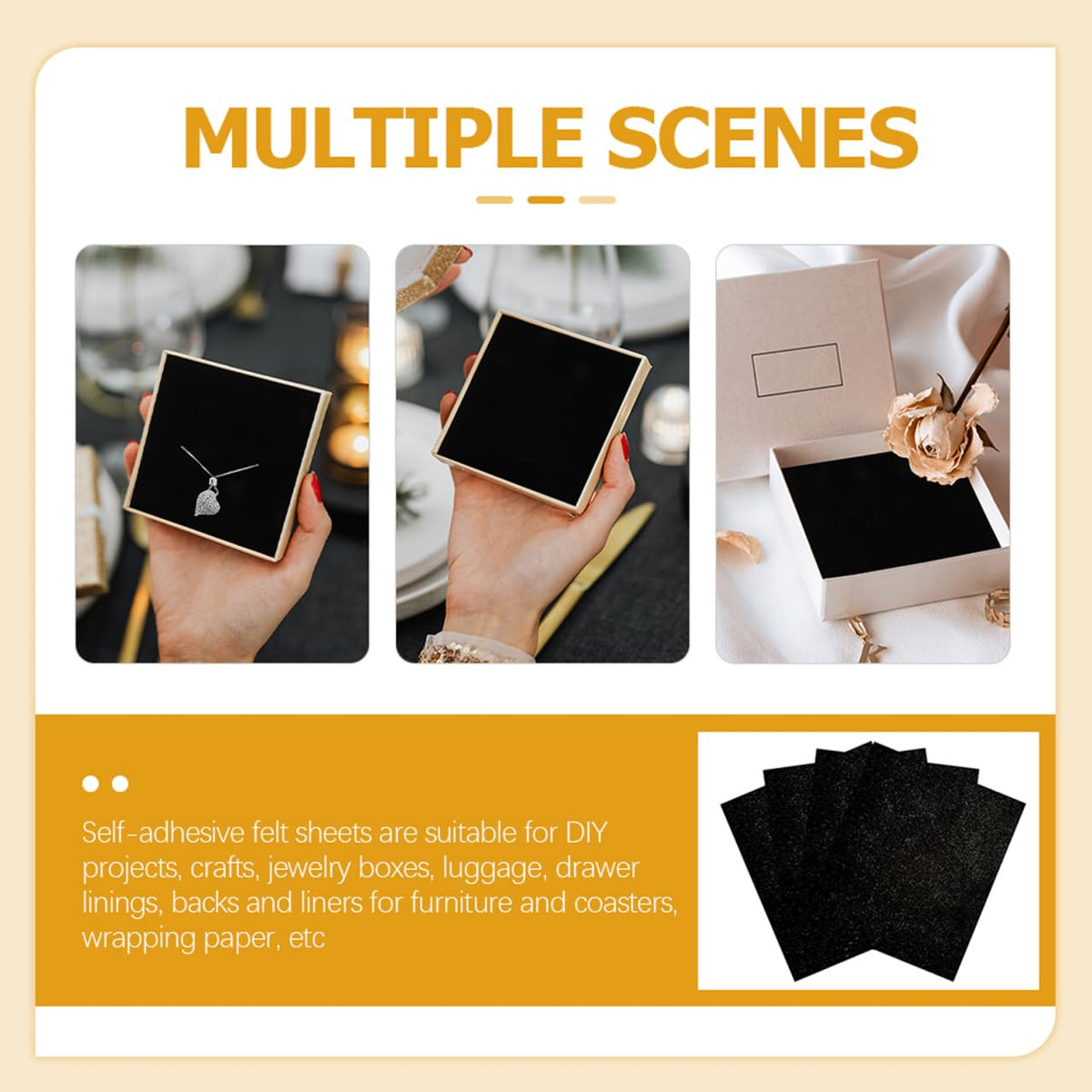 DOITOOL Self Adhesive Jewelry Box Inserts Anti Tarnish Felt Liner Sheets for Packaging Velvet Lining for DIY Crafts and Jewelry Protection 4-Pack 11.8X7.9 Inches