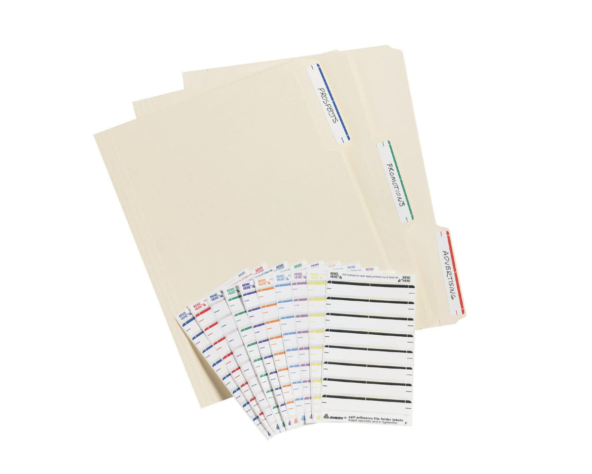 Avery File Folder Labels on 4" x 6" Sheets, Easy Peel, White/Red, Print & Handwrite, 2/3" x 3-7/16", 252 Labels (5201) 252 Count (Pack of 1)