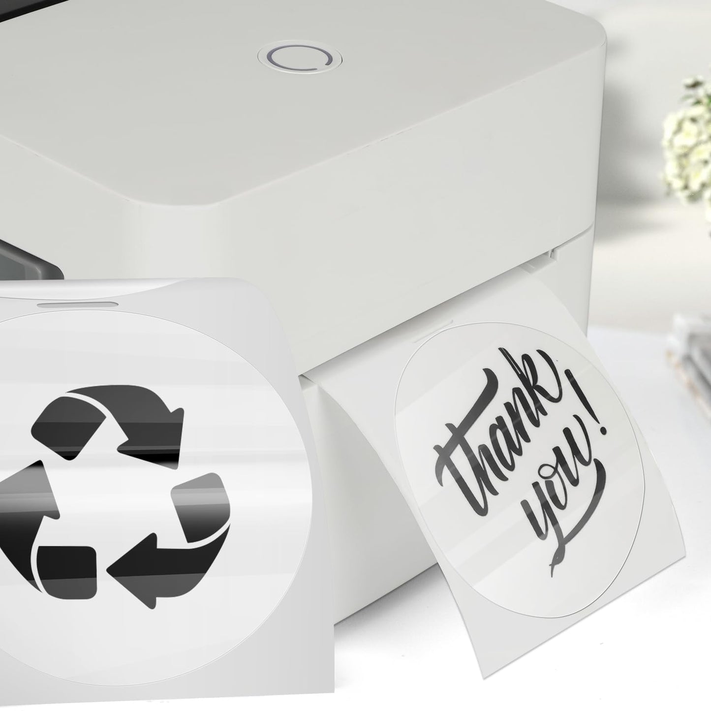 Clear Thermal Labels Round Vinyl 3 Inch Transparent Direct Printer Label Circle Self Adhesive Waterproof Decals Roll for Home Office Business QR Code Seal DIY Logo 200 PCS