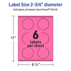 Avery Printable Round Labels, Sure Feed Technology, 2-3/4" Diameter, Bright Pink Labels, Print-to-The-Edge, Laser/Inkjet Printable, 240 Total, Great for Soaps and Packaging 240 labels
