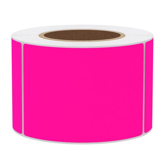 Hybsk 2x3 Inch 300pcs Fluorescent Pink Sticker Rectangle Blank Color Coding Neon Labels for Office Organization Shipping Warehouse Labeling (Fluorescent Pink)