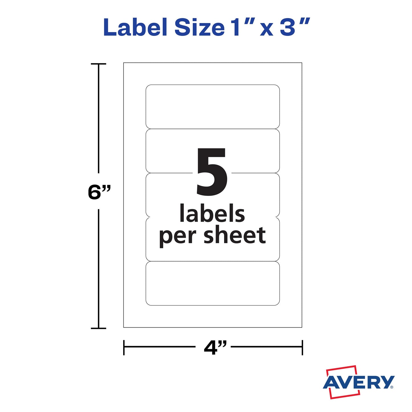 Avery Multi-Use Removable Labels, 1" x 3", Print or Write ID Labels, White, 250 Labels Total (05436) 1 Pack