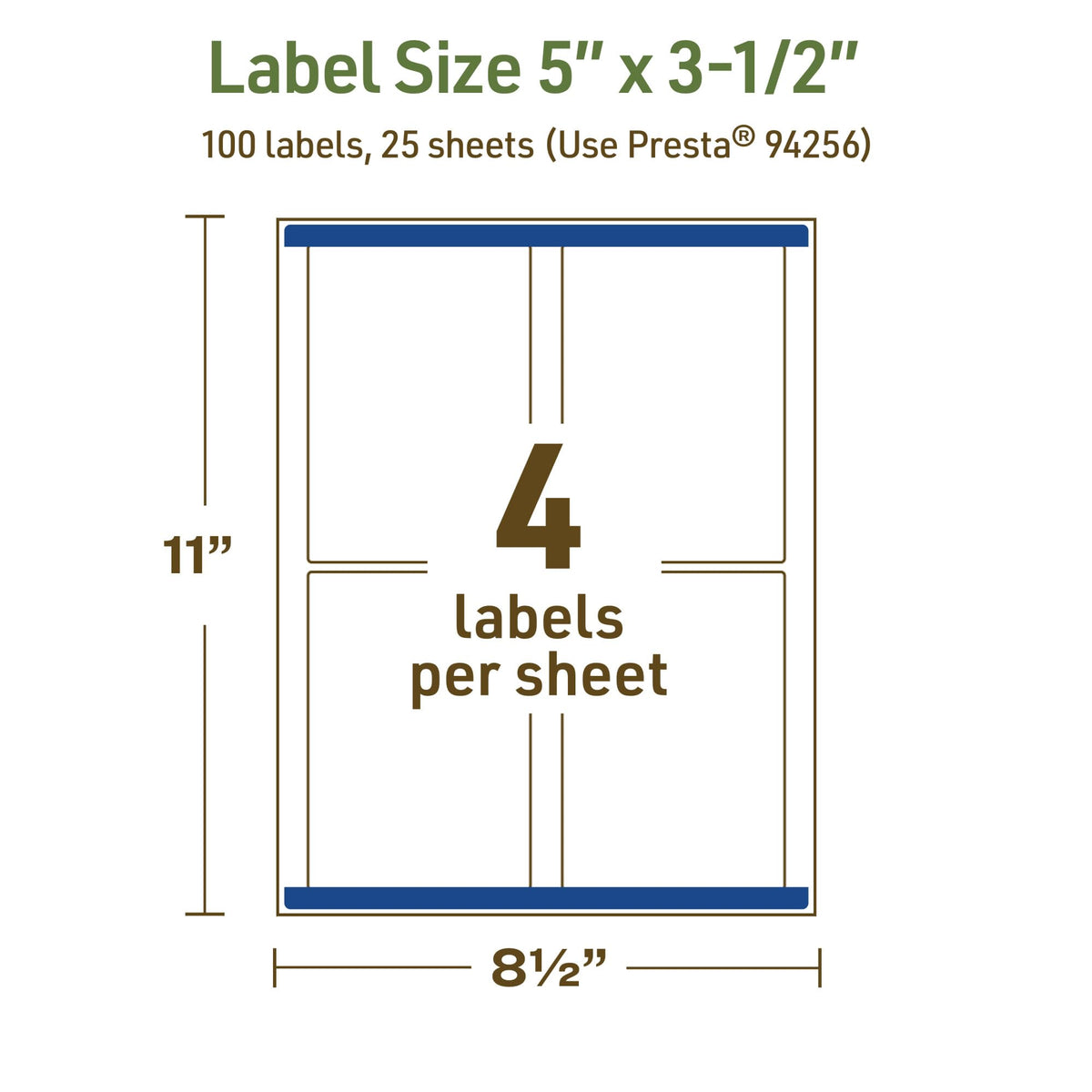 Avery Dissolvable Rectangle Labels, Sure Feed Technology, 5" x 3.5", Matte White, Laser/Inkjet Printable, 100 Labels Total, Freezer-Safe, Microwave-Safe, Refrigerator-Safe