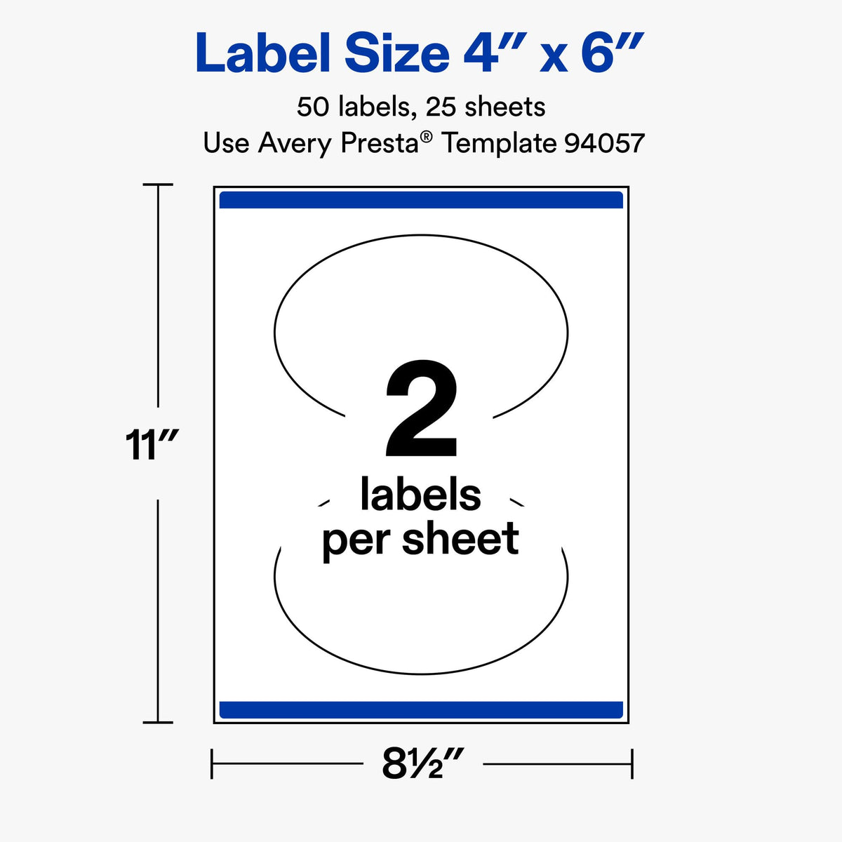 Avery® Printable Matte White Oval Labels, 4" x 6", 50 Total 50 labels