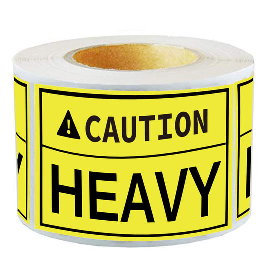 300 Pcs Caution Heavy Sticker, 2 x 3 inch Fluorescent Yellow Heavy Special Handling Shipping Pallet Label Stickers for Shipping and Packing