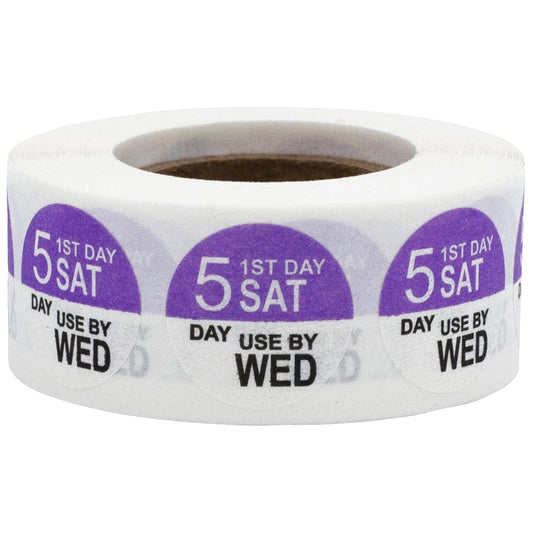 Dissolvable Saturday Through Wednesday 5 Day Food Rotation Labels Use by 3/4 Inch 500 Adhesive Stickers
