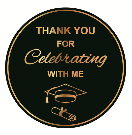 Graduation Thank You Stickers,2 inch 90pcs Gold Stamping Thank You Celebrating Us Sticker for Graduation Party