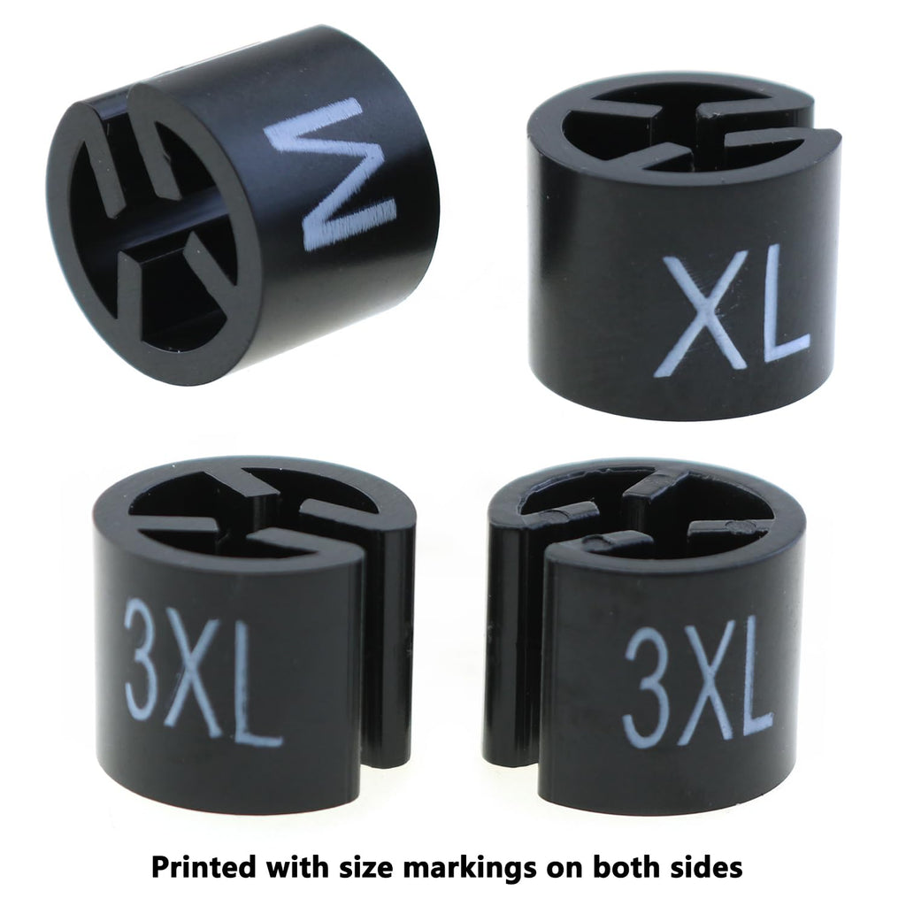 180PCS Round Plastic Hanger Size Marking Button S/M/L/XL/2XL/3XL Black Code Garment Size Marking Tool Suitable for 3-5mm Hanger Rod