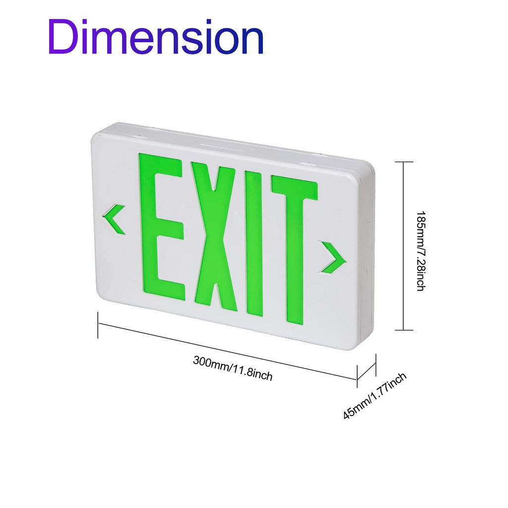 LED Emergency Exit Sign, Universal Mount OSHA Compliant Green 1 Pack